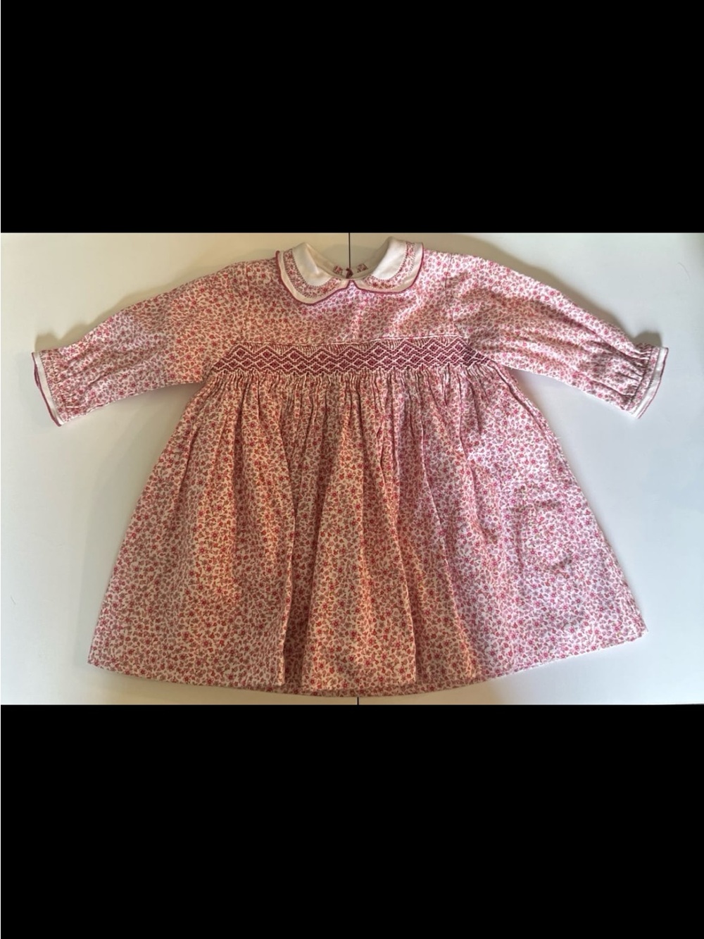 Sarah Louise London Pink Floral Smocked Dress 6m